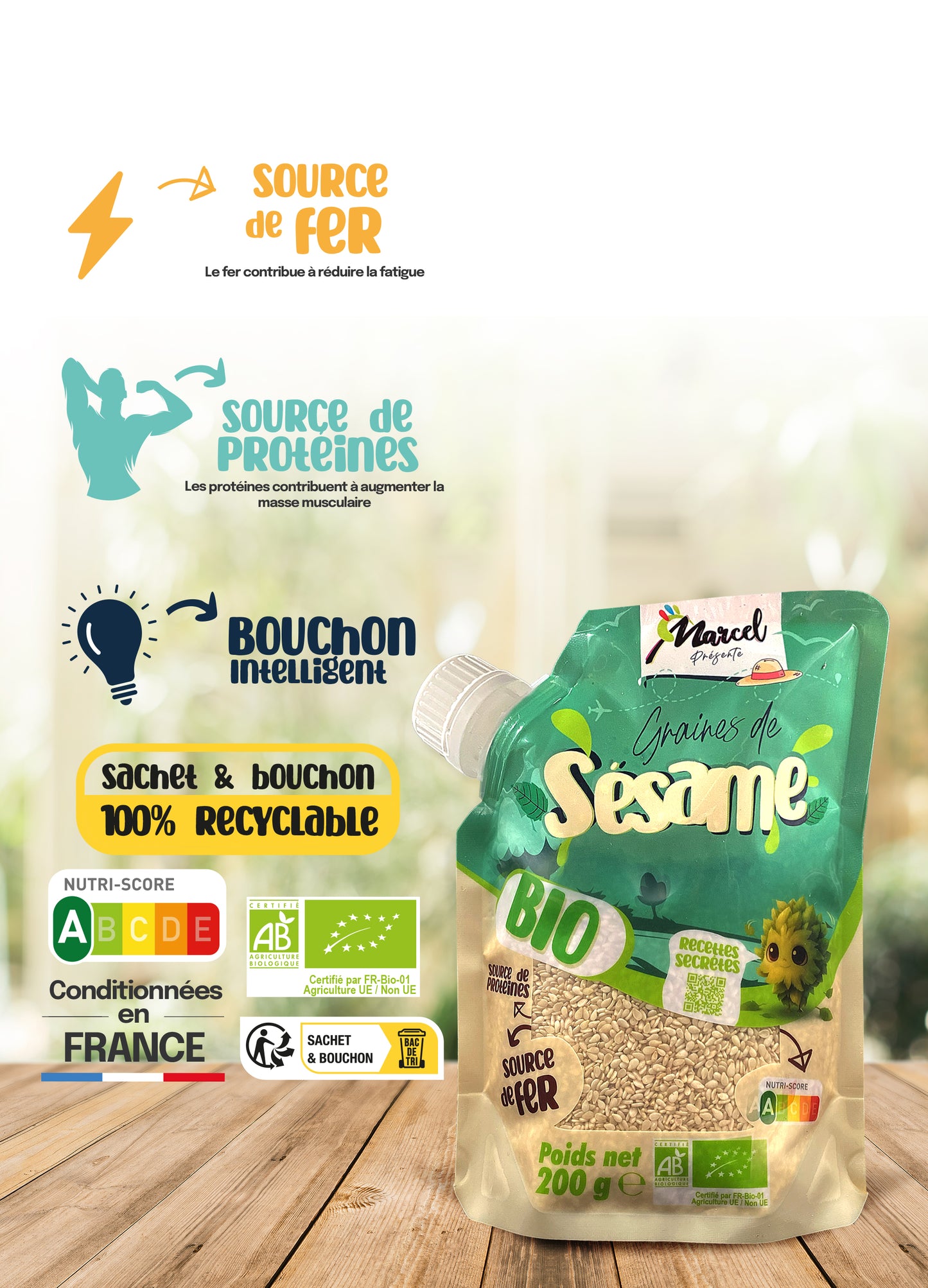 Graines de Sésame Bio – 200g – Sources de Fer et Protéines
