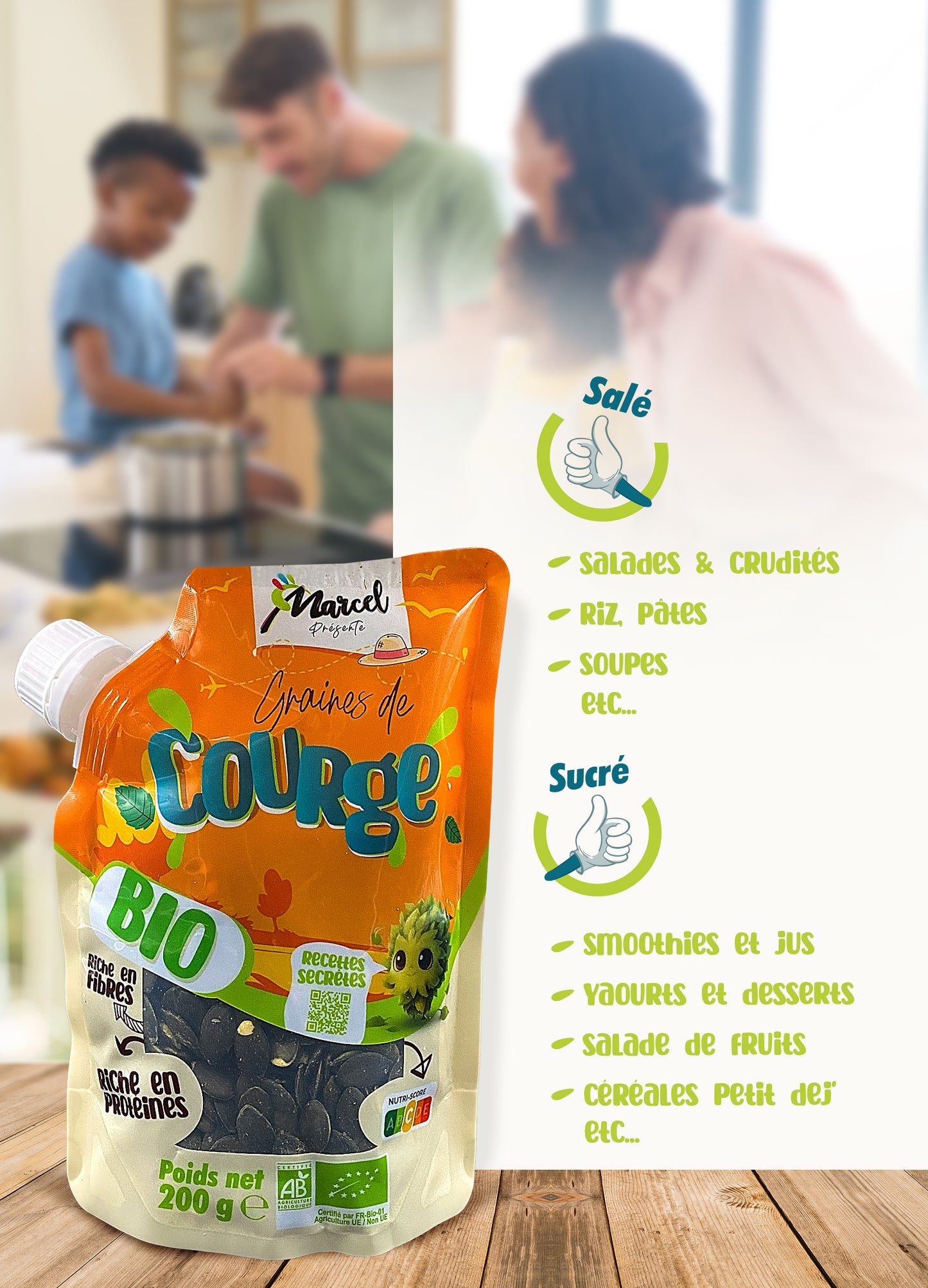 Graines de Courge Bio – 200g – Riche en Fibres & Protéines
