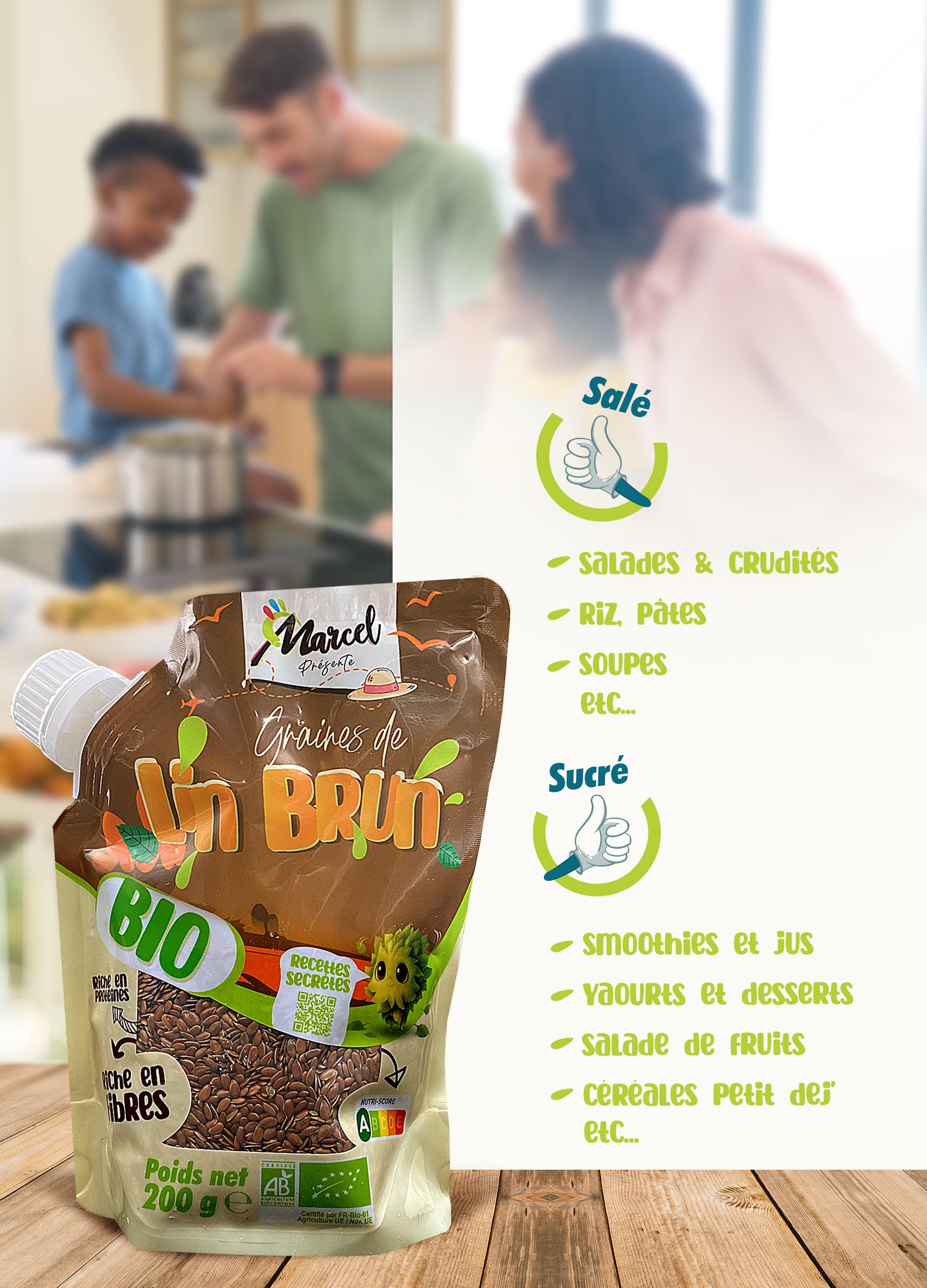 Graines de Lin Brun Bio 200g – Riche en Oméga-3 et Fibres